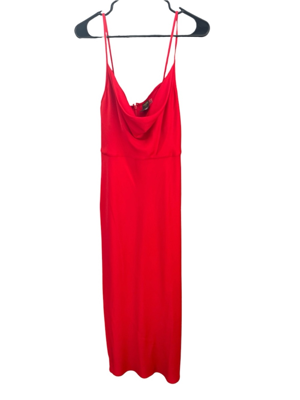 Red Cowl Neck Maxi Dress with Spaghetti Straps Size 12